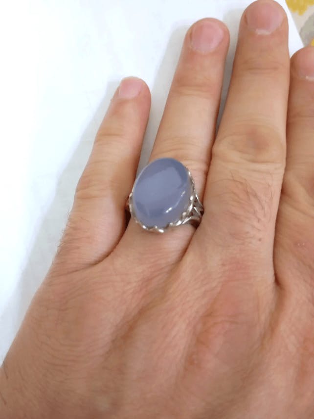 Natural Yemeni Agate Ring – 925 Silver from Iran