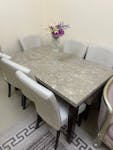 Natural Marble Dining Table with 6 Chairs image