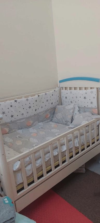 Al Shamekha Baby Bed with Mattress & Accessories