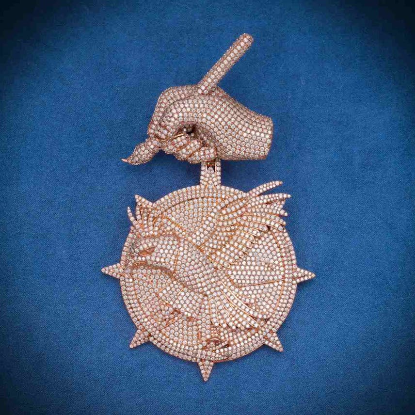 Circle Hawk Pendant 14K Gold